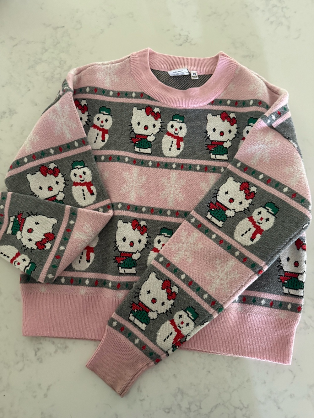 Aeropostale Pink & Gray Hello Kitty Holiday Sweater XS - Picture 1 of 4